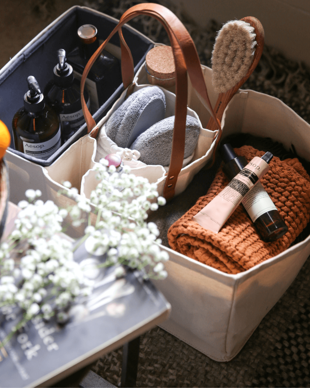 Grocery Tote canvas with vegan leather handles and base