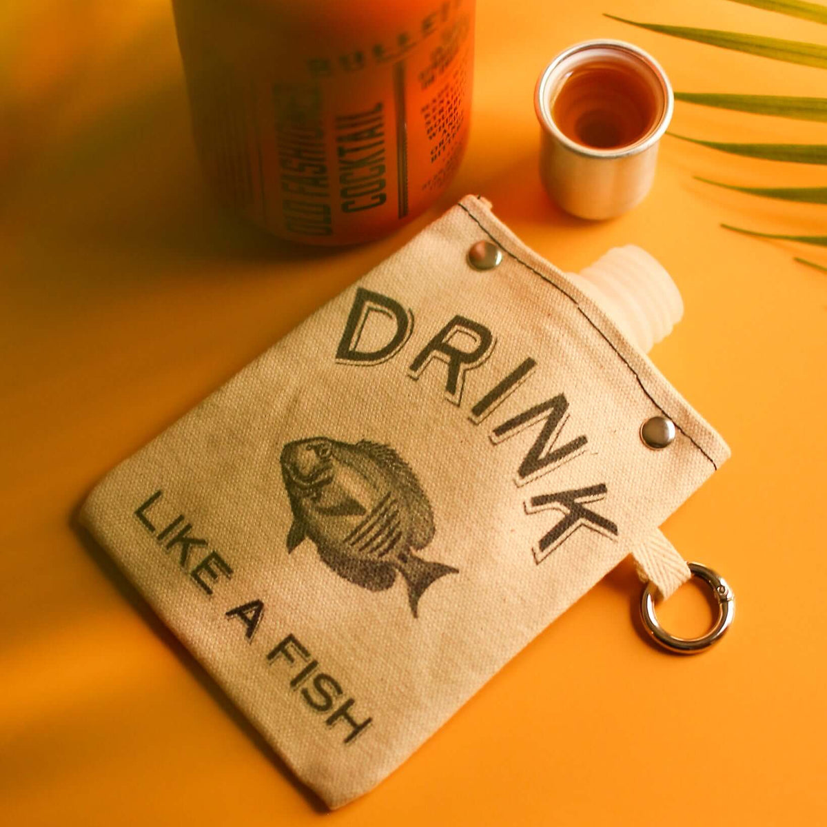 Drink Like a Fish 120ml Canvas Flask - Stylish & Leak-Proof