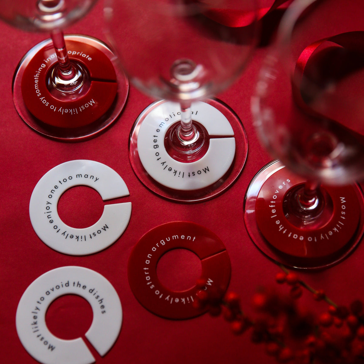 Silicone Identifiers For Wine Glasses - Holiday