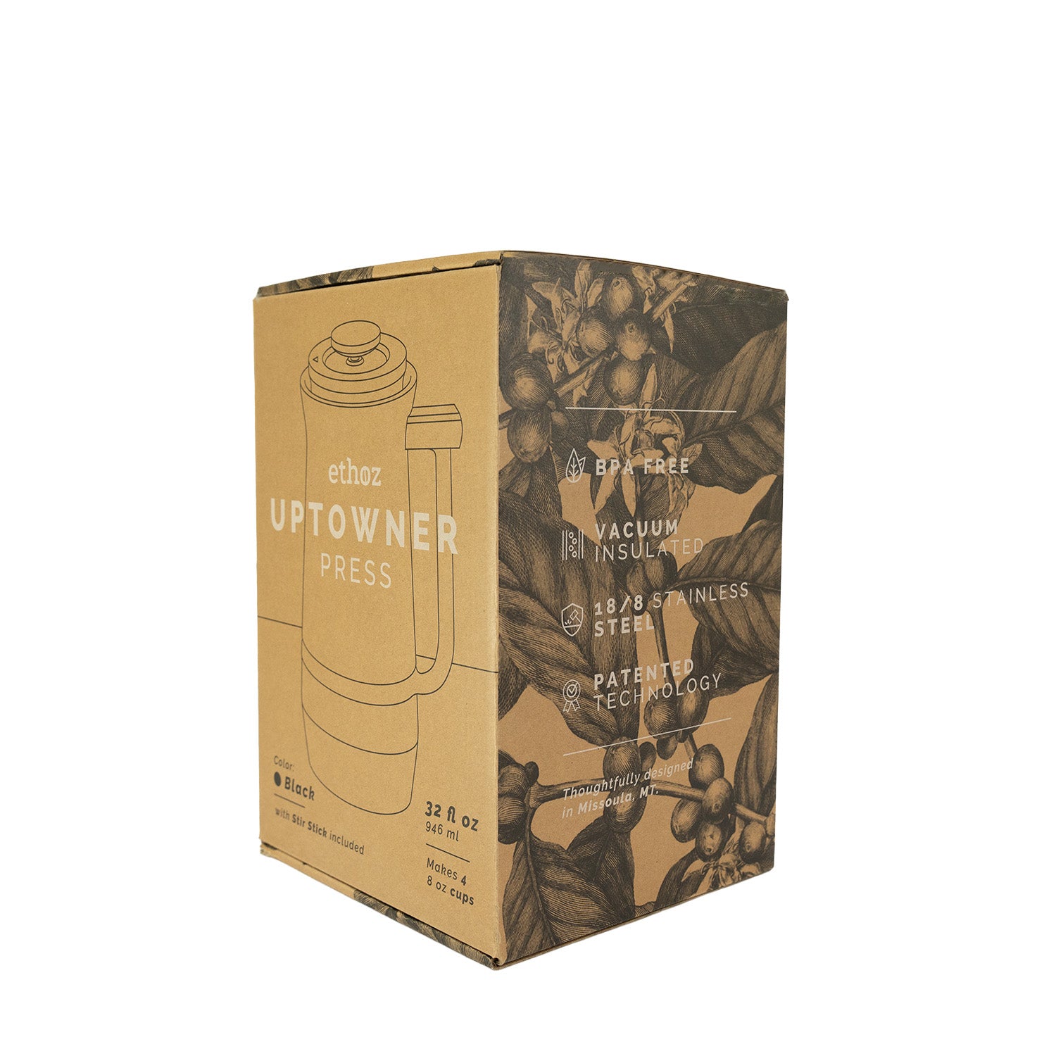 ethoz® Uptowner French Press – Double-Wall 32oz – Planetary Design