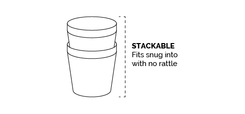 Illustration showcasing stackability of Camp Cup
