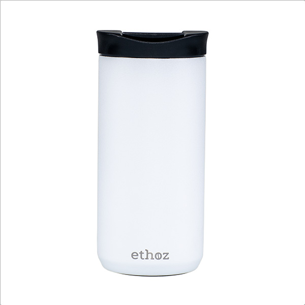 minimalist mug, white insulated mug, stylish coffee mug