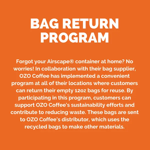 Infographic explaining the Bag Return Program OZO Coffee utilizes