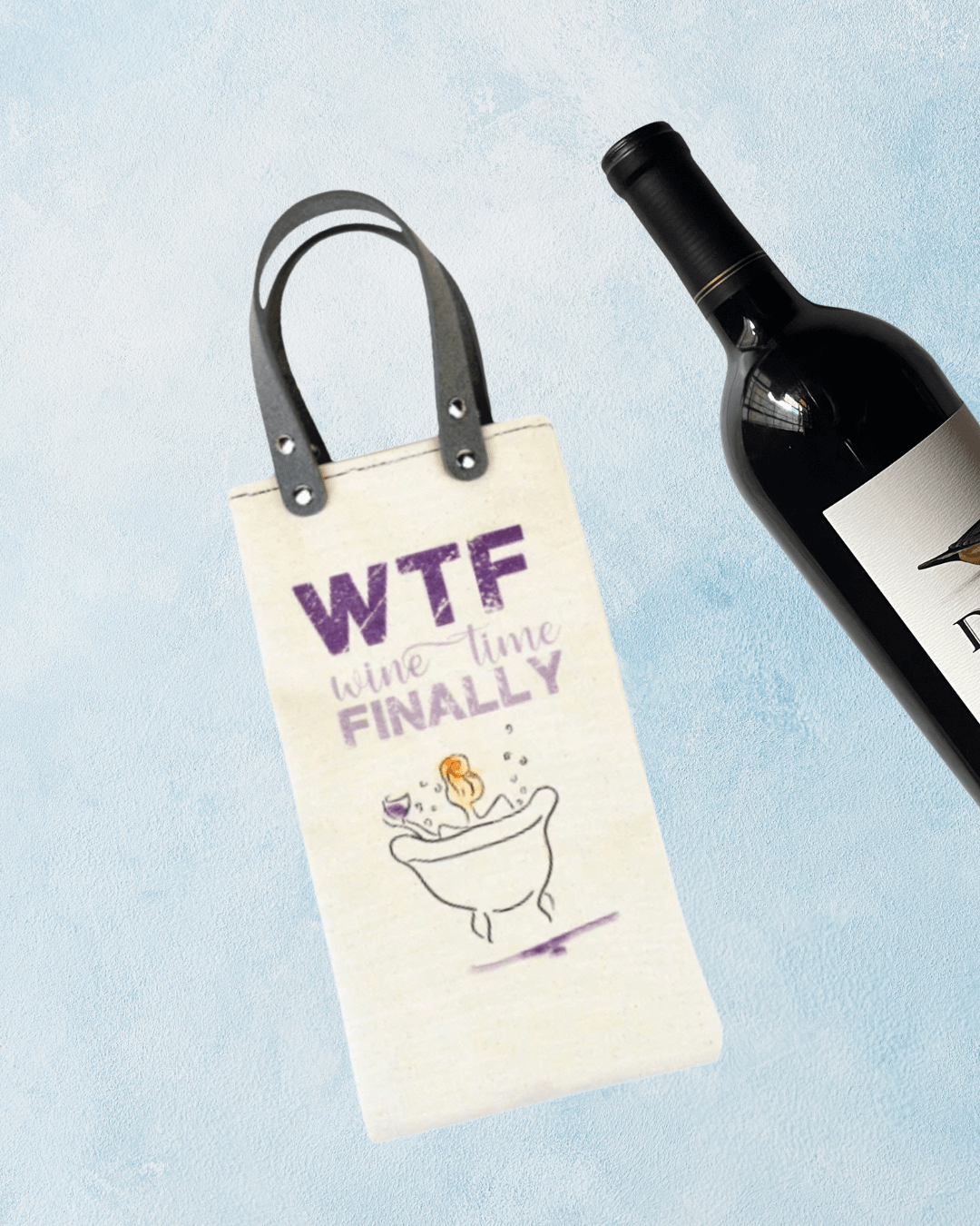 Wine Carrier/Tote with Vegan Leather Handles