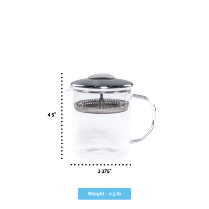 ethoz® Glass Tea Brewer – Side View with Handle


