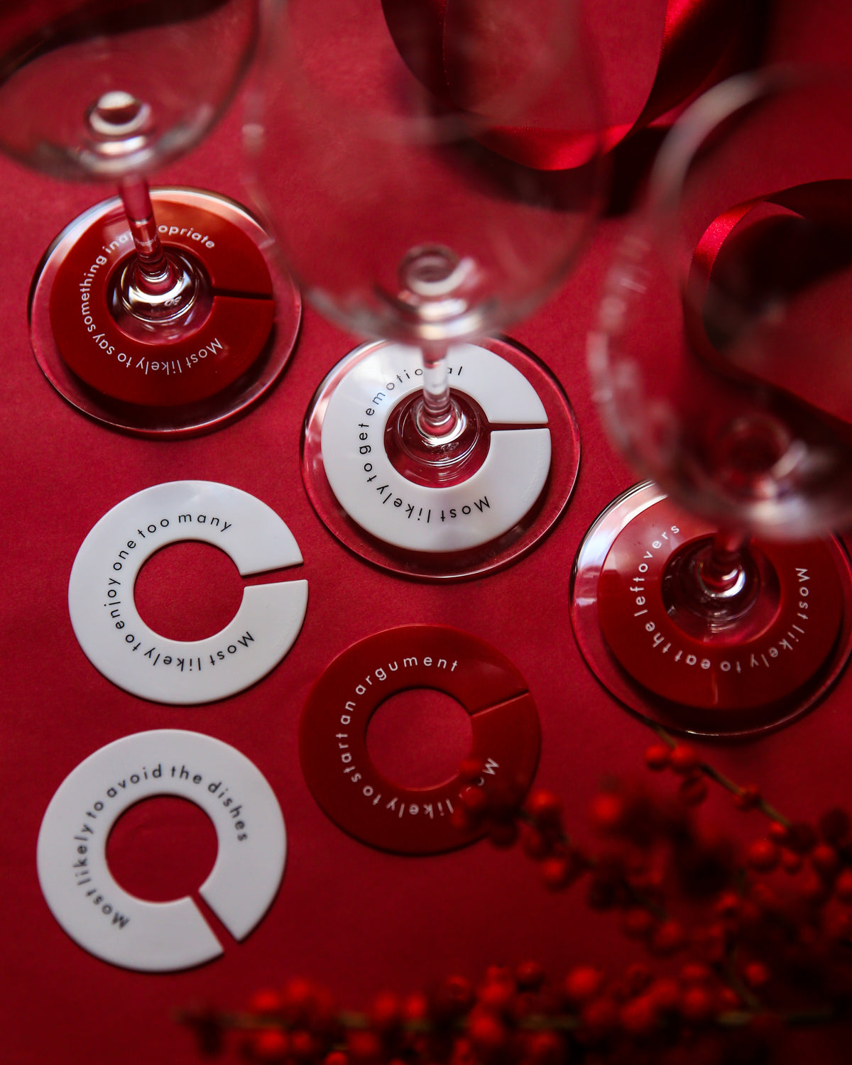 Silicone Identifiers For Wine Glasses - Holiday