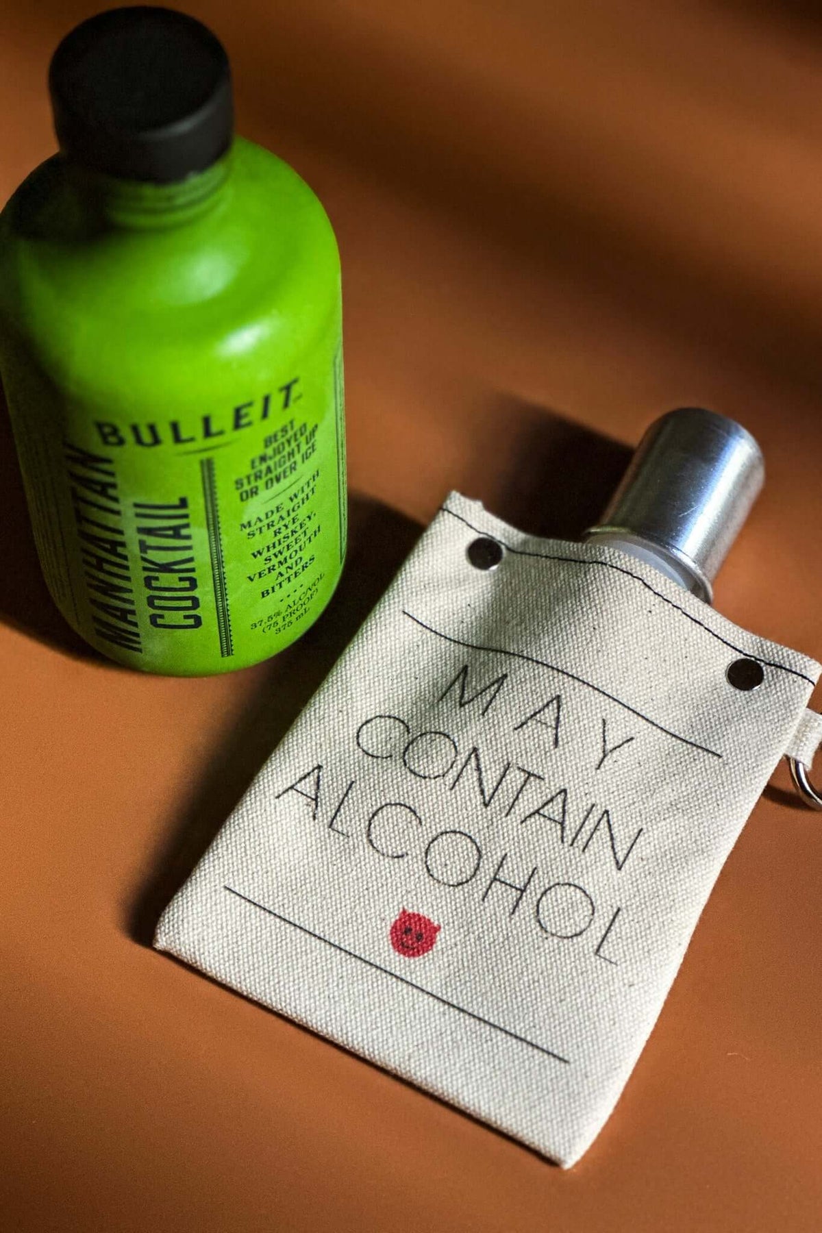 May Contain Alcohol 120ml Canvas Flask - Stylish & Leak-Proof