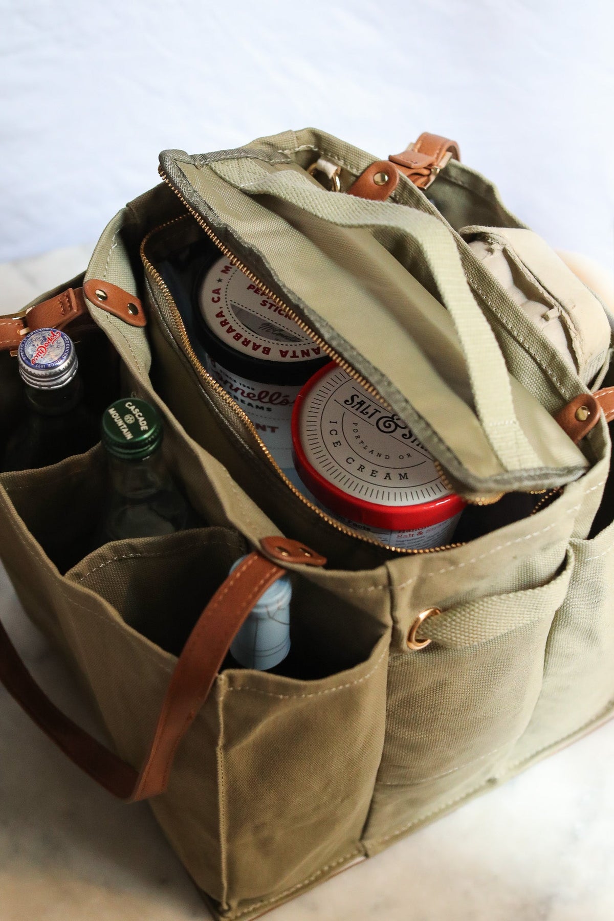 multi-pocket canvas market tote - Keep Your Groceries Safe
