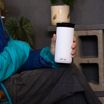 ethoz® Minimalist Mug – 12 oz Matte White Travel Mug

