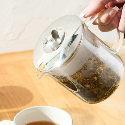 ethoz® Glass Tea Brewer – 14 oz with Loose Leaf Tea

