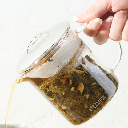 ethoz® Glass Tea Brewer – 14 oz with Loose Leaf Tea

