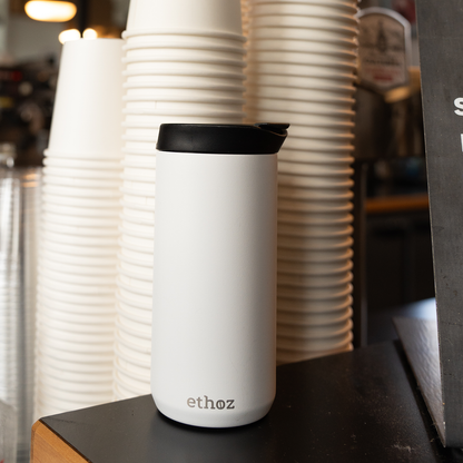 ethoz® Minimalist Mug – 12 oz Matte White Travel Mug

