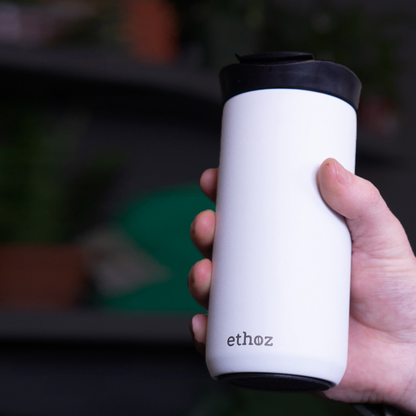 ethoz® Minimalist Mug – 12 oz Matte White Travel Mug

