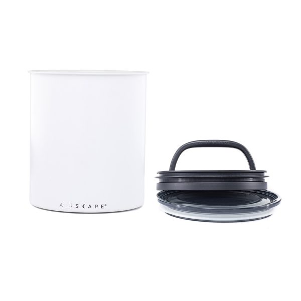airscape coffee canister, matte white coffee storage