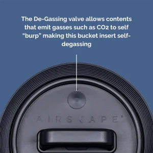 inforgraphic explaining degassing valve of airscape bucket lid insert
