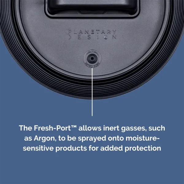 infographic explaining fresh port valve of airscape bucket lid insert