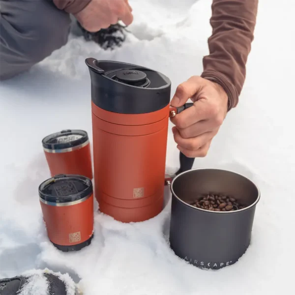making coffee in the snow