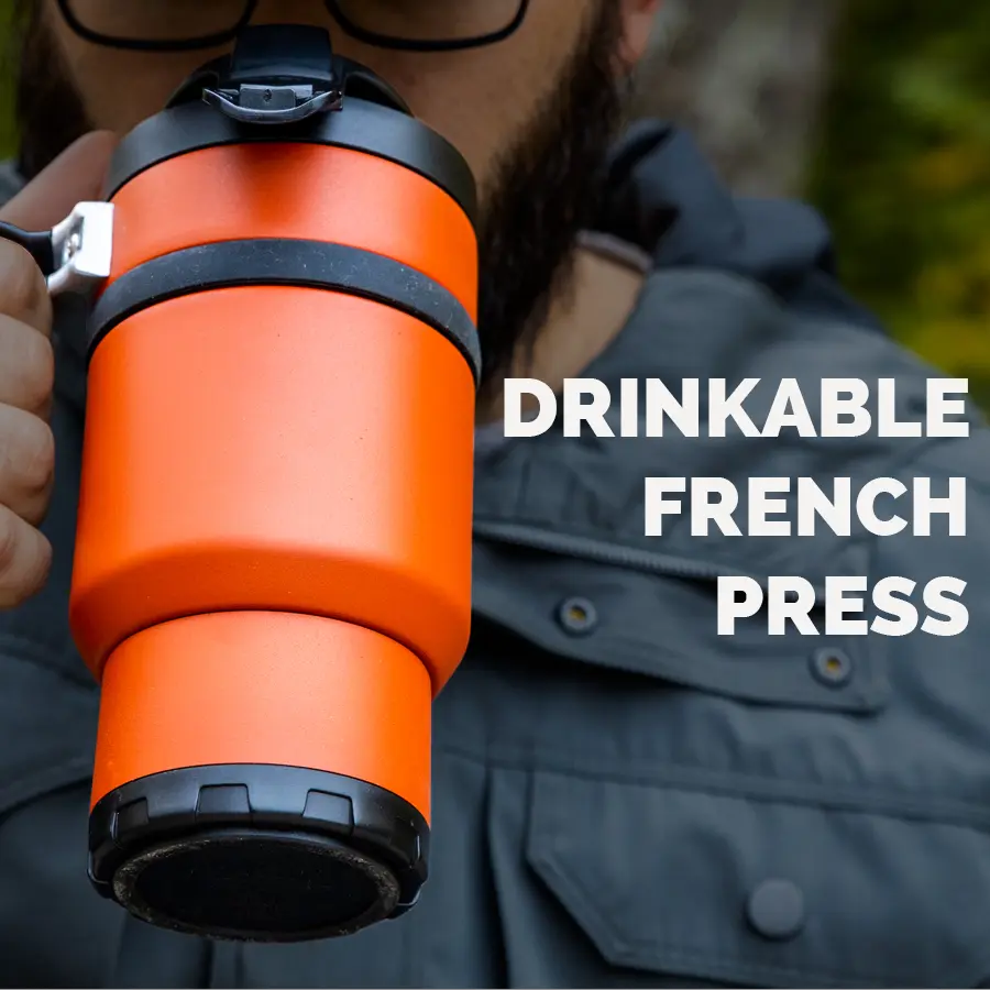BruTrek Double Shot 3.0 Travel Coffee French Press, 16 fl.oz