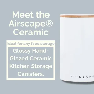 Infographic explaining features of the Airscape Ceramic Coffee Canister