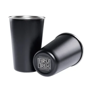 product photo of stainless steel, stackable, resuable black water cups
