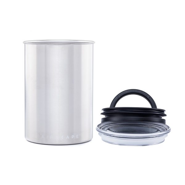 airscape coffee canister, food storage canister, restaurant grade stainless steel, coffee fresh
