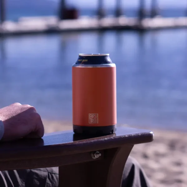 beer can coozie on the lake