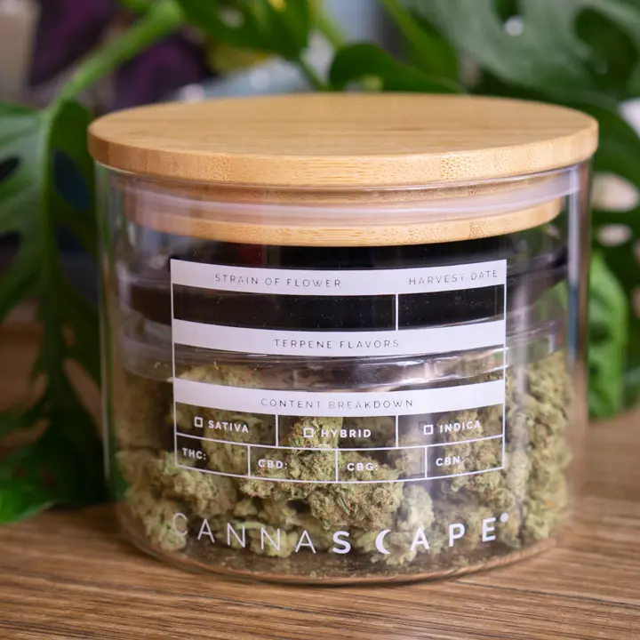 Small glass storage jar with bamboo lid