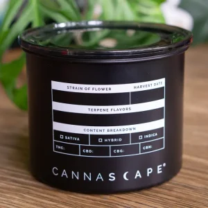 black stash jar, cannascape matte black, cannabis storage
