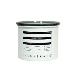 cannascape stash jar, white stash jar, cannabis storage