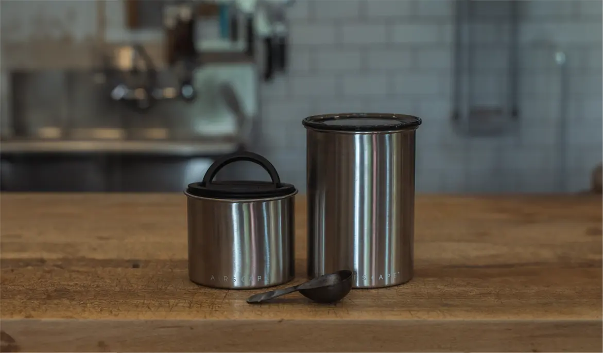 stainless steel coffee storage canisters, displacement storage, airtight storage